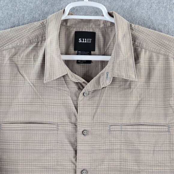 5.11 Tactical Shirt Mens 2XL XXL Beige Tan Ellis Snap Button Lightweight Pockets - Picture 2 of 14